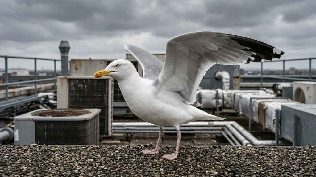 Gull on Greater London Rooftop