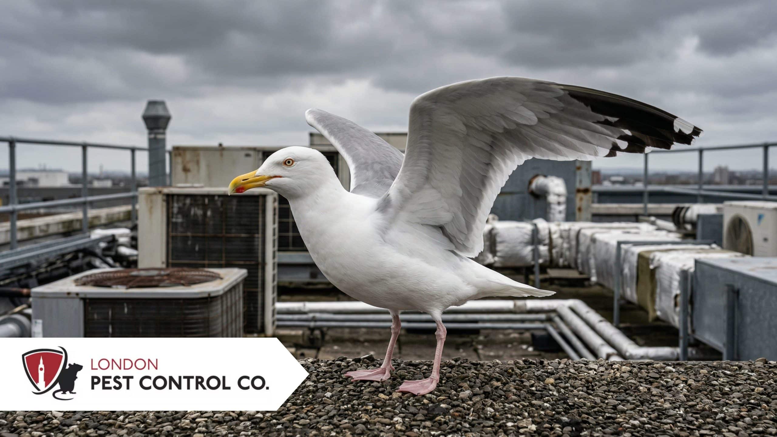 Gull on Rooftop Branded in Greater London